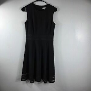 Calvin Klein Black Sleeveless Sheath Dress Mesh Trim‎ Size 4